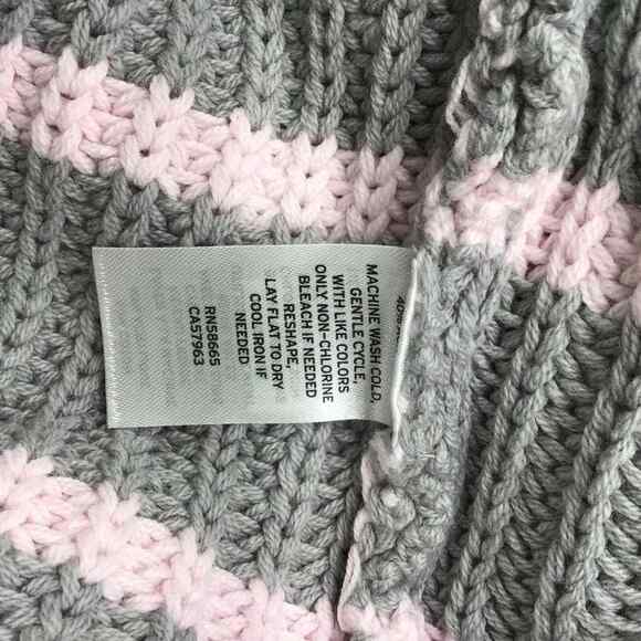 Caslon Womens Large Sweater Gray Pink Stripe Mock Neck Chunky Knit NWT - Picture 3 of 16